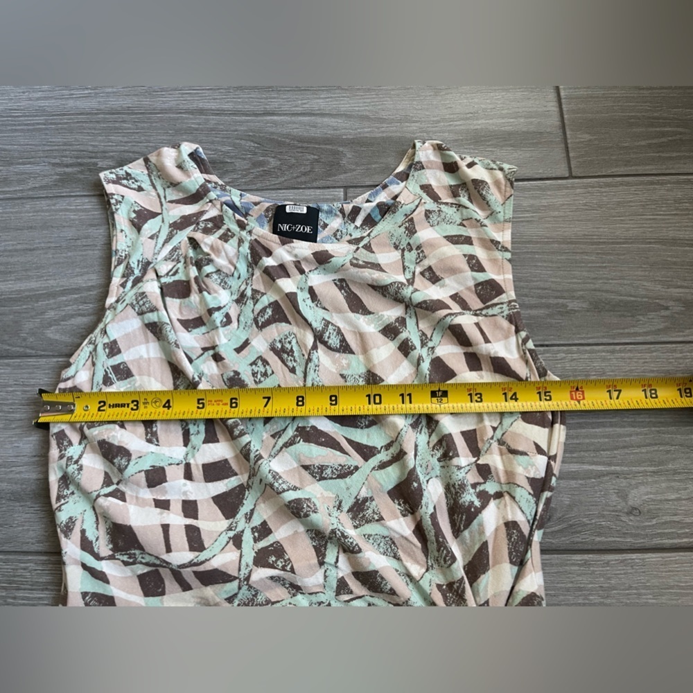 Anthro Nic + Zoe Blue/Turquoise Geometric Midi Dress, Size Petite Small••• - Picture 10 of 12